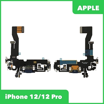 Разъем зарядки для телефона Apple iPhone 12, 12 Pro c микрофоном, синий