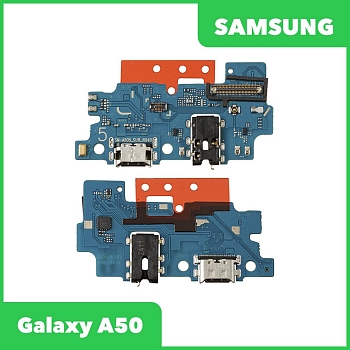 Разъем зарядки для телефона Samsung Galaxy A50 2019 (A505F) с разъемом гарнитуры и микрофоном