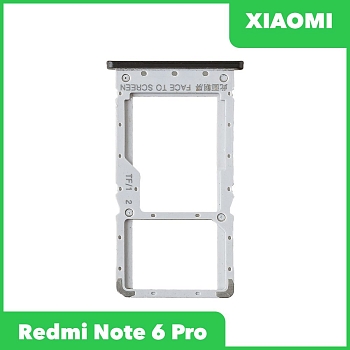 Держатель (лоток) SIM-карты для Xiaomi Redmi Note 6 Pro, черный