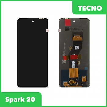 LCD дисплей для Tecno Spark 20 с тачскрином (черный) 100% оригинал